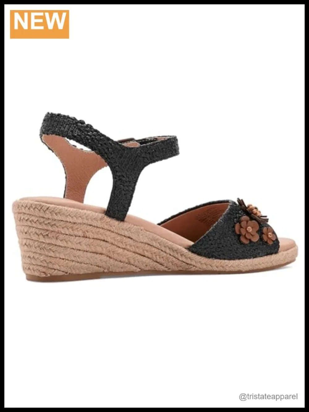 Woven Raffia Platform Wedge Sandal with Floral Embellishments